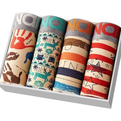 4pcs/lot Sexy Men Boxer Male Underwear Boxer Breathable Men Boxers Print Underpants Comfortable Man Panties Ropa Interior Hombre