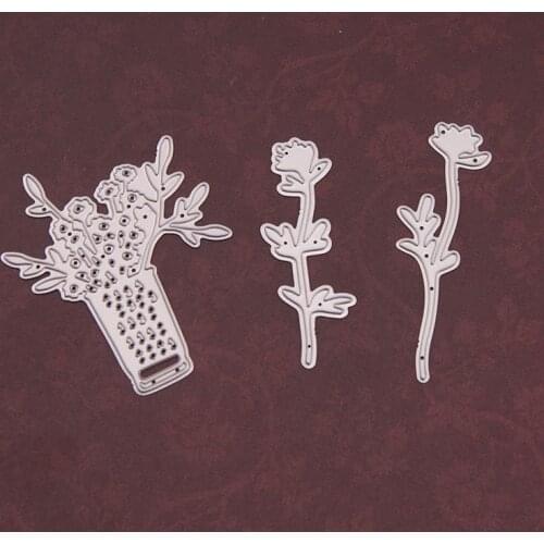 Vase Flowers Metal Cutting Dies Scrapbooking Craft Mold Cut Die Stencil Handmade Paper Card Make Template Embossing Mold 2021