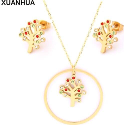 XUANHUA Tree of Life Jewelry Sets Stainless Steel Jewelry Woman Indian Jewelry Set Wedding Gifts For Women Fashion Jewellery
