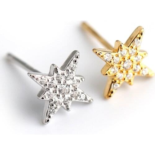 925 Sterling Silver Stud Earring Fashion Anise Stars Earring Sweet OL Style Wind Trend Woman Girl Silver Ear Jewelry