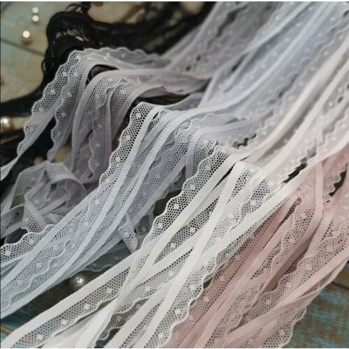 10 Meters High Quality Elastic Lace Ribbon Ivory Pink Stretchy Lace Trim DIY Underwear Bra Material Accessories Free Shipping