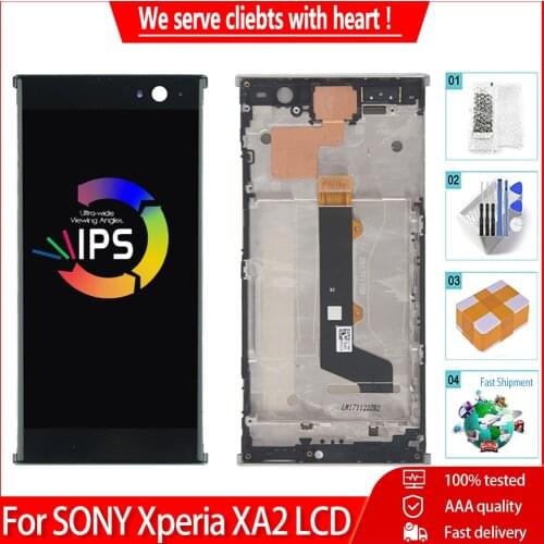 5.2" Original New For SONY Xperia XA2 LCD Display Touch Screen + Frame Digitizer Replacement For SONY XA2 LCDs Display