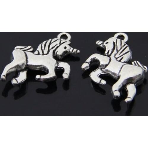 Daisies 50pcs/lot Alloy Metal Vintage Design Unicorn Charms Antique Silver Plated Animal Pendant Diy Findings 18*20mm