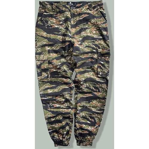 Multi Pocket Tiger Texture Cargo Casual Pants Men Hip Hop Camouflage Loose Tactics Trousers NEWAutumn Baggy Joggers Sports Pants