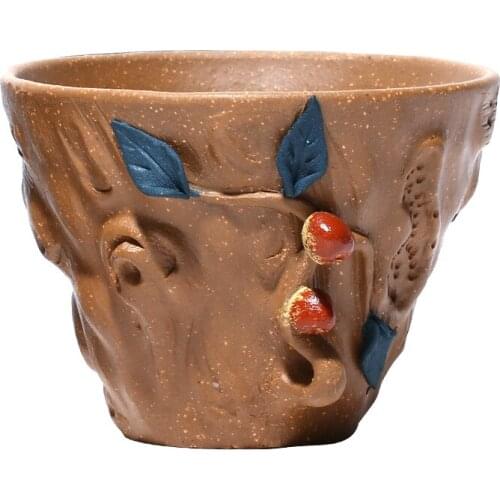 Yixing Handmade Purple Sand Tea Bowl Raw Ore Section Mud Fairy Peach Master Cup Hat Big Mouth Drinkware Suit For Green Tea