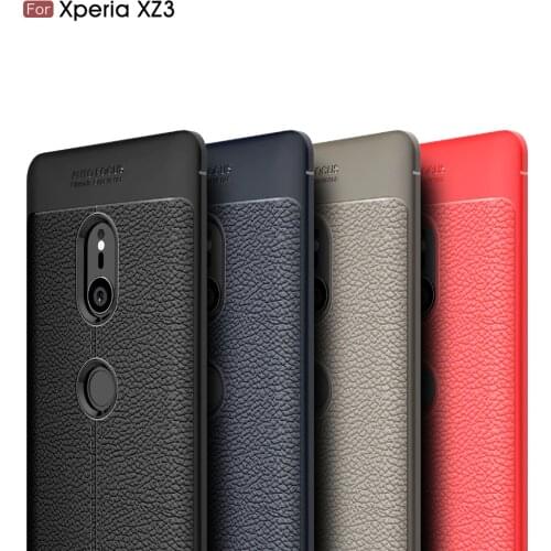 Carbon Fiber PU Leather Skin Case For Sony Xperia XZ3 / Sony Xperia XZ 3 Case Soft Cover For Sony Xperia XZ3 Coque Fundas Etui