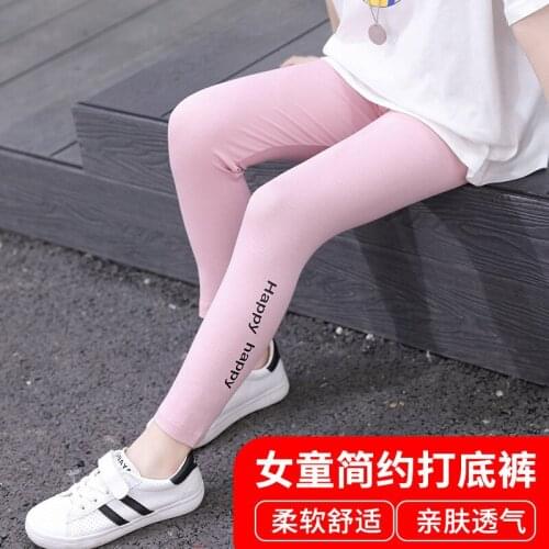 Childrens modal girls' leggings summer thin baby outer wear all-match plain nine-point pants