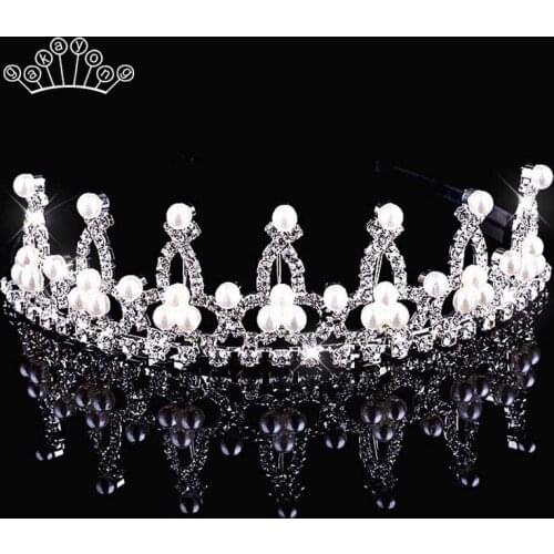 Pearl Tiaras and Crowns Bridal Hair Accessories Princess Bridesmaid Crown Tiara Wedding Hair Accessories Hair Head Jewelry