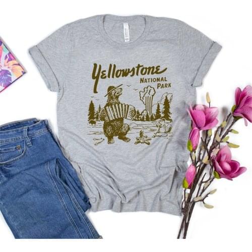 Yellowstone T Shirt National Park Shirt Funny Cool T-Shirt Hiking Camping Tee Unisex Vintage Fashion Short Sleeve Tshirts Tops