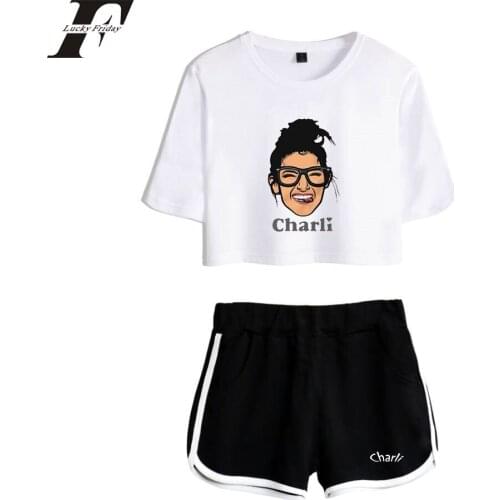 Set Shorts + T-shirt Tracksuit Women Hot Sale Pullover Print Female Kpop 2020 Two Piece Above Knee, Mini Elastic Waist Casual