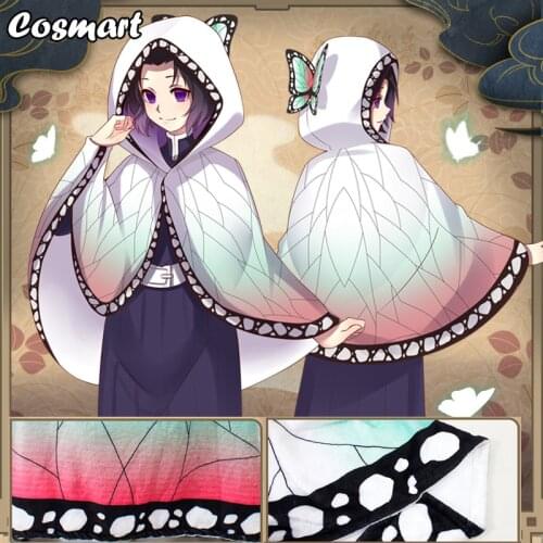 Anime Demon Slayer Kimetsu no Yaiba Kochou Shinobu Cosplay Costume Hoodie Cape Cloak Fury Hat Fleece Top Cute Lolita Girls Wear