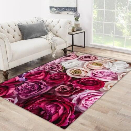 Pink white color flower plant rose patterned carpet modern carpet living room carpet free shipping soft textured carpet