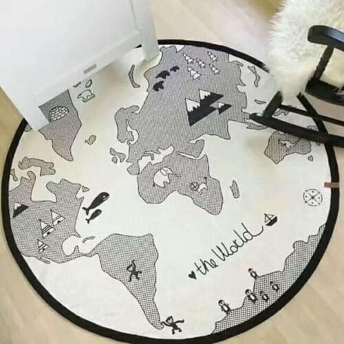 World Map Baby Play Mat Diameter 135 cm Toddler Crawling Pad Round Carpet Kid Child Climbing Blanket Kid Room Decoration