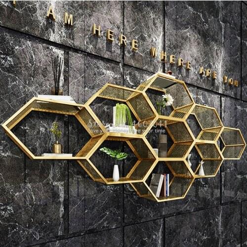 Creative Golden Bookcase Row Closet Built-up Diy Wall Mounted Unit Wardrobe Dinning Living Room Office Hotel Display Furniture