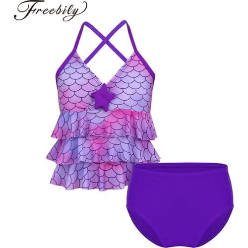 Girls Bikini Swimwear Kids Two Pieces Swimsuit Children Beachwear Bathing Suit Mermaid Scales Print Child Girl Bikinis Suits