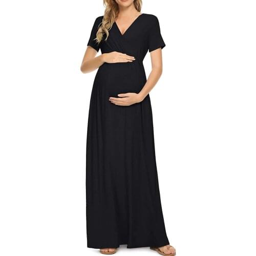 2021 Summer New Pregnancy Dresses Womens Pregnancy V Collar Short Sleeve Dress Maternity Ladys Sundress Clothes Gown