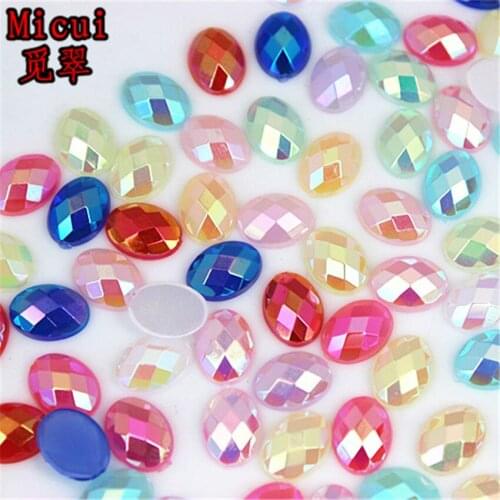 Micui 300PCS 6*8mm Oval Shape Crystal Flatback Acrylic Rhinestone Glue On Strass Crystals Stones Non Hotfix Gems MC787