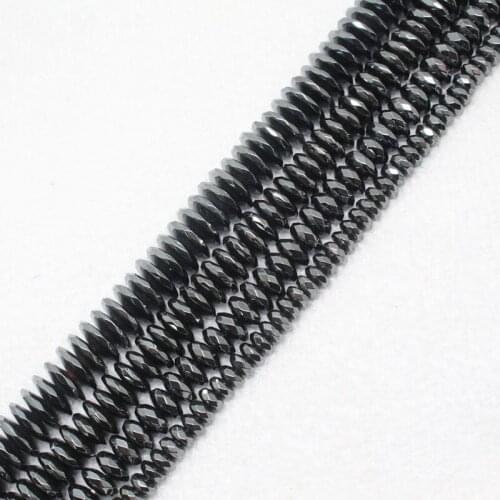 Mini. order is $7! 3x4-12mm Faceted Natural Black Hematite ironstone disc abacus saucer Spacer Beads 15"