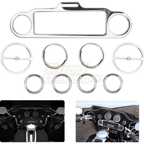 Motorcycle Chrome Speedometer Gauges Bezels Horn Cover For Harley Touring Electra Street Glide 1996-2013