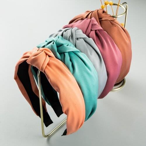New Arrived Fashion Knot Headband Satin Silk Fabric Plain Color Simple Style Hairband Hair Accessories for Women