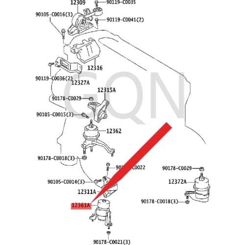 Engine Front Mount Vibration Isolation Pad (for horizontal engine) 2006-Toy ota CAM RY Engine Foot Glue Front Engine Bracket Pad