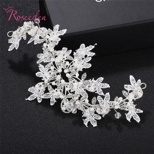 Rhinestone Flower Wedding Hair Jewelry Headband Bridal Tiara Hairband Silver Color Wedding Bride Headband Handmade RE3629