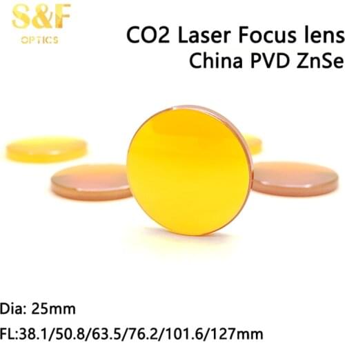 Superfine China Znse CO2 focus lens Dia. 25 mm FL38.1 50.8 63.5 76.2 101.6 127mm for laser cutting machine