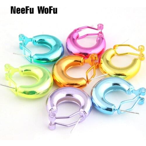 NeeFu WoFu Drop Bright Color Earrings Copper Earring Rings Big Earring For Woman Large Long Brinco Ear Oorbellen Gift