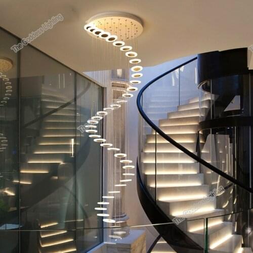 Spiral Artistic Modern LED Chandelier Decor For Home Decoration Stairwell Dining Living Room Ceiling Lamp Indoor Ligh Loft Style
