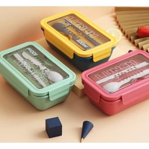 Split Japanese Bento Box Leak-Proof Microwave Lunch Container Boxes Food Storage 2-compartment Design Portable Square Shape PP