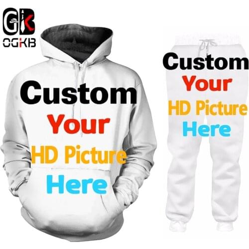 Custom Tracksuit 2 Piec Pants Sets Men And Women Custom Own Pictures 3D Printing Hoodie Tracksuit Jogging Pants DIY Clothing