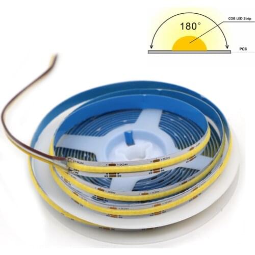 High Density COB LED Strip 5mm 8mm 10mm DC 12V 24V Brightness Ra90 Flexible Tape Lamp Soft Dimmable Linear Light 1-5m Room Decor