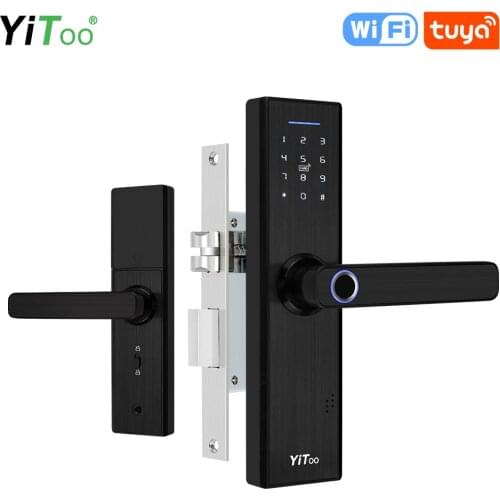 YiToo X1 Smart Fingerprint Lock Wifi Electronic Door Lock Tuya APP Remotely with RFID /Password /Key Unlock Outdoor Waterproof
