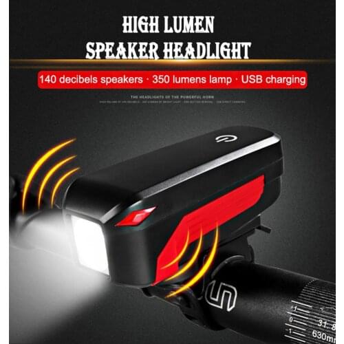 Bicycle Touch Headlight with Electric Bell 350 Lumen 150 Meter Illumination Distance Usb Charge Front Light 140db Horn Bike MTB