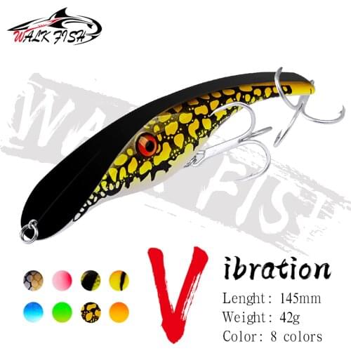 WALK FISH 145MM 42G VIB Vibration Fishing Lure Pencil Floating Undberg Stalker Musky Muskie 3D Eyes Wobbler Fishing Bait