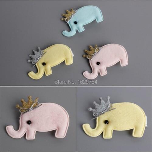 15Pcs Fashion Cute Glitter Crown Fabric Elephant Hair Clips Solid Kawaii Tiaras Animal Hairpins Headwear Hair Accessories