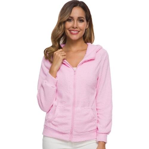 2019 new autumn and winter womens plush hoodies lamb cashmere warm thick casual and comfortable ladies zipper hoodies