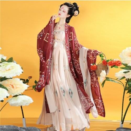 Hanfu Women Chinese Traditional Dress Embroidery Ancient Folk Stage Performance Dance Costumes