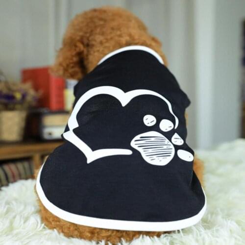 Spring Summer Cotton Fashion Cute Heart Paw Pattern Dog Puppy Vest Pet Clothes Dog Supplies Vests