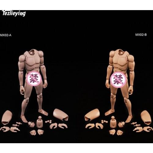 1/6 scale Action Figure Body Mans Caucasian Skin Muscle Series MX02-A Euros Body juguete/MX02-B Asian Figurine 12 Inch Head toy