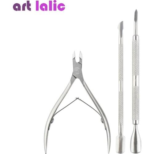 1pcs Dead Skin Remove Cuting Clippers Tweezer + 2 Cuticle Spoon Pusher Sliver Nail Care Tools Manicure Salon and DIY At Home
