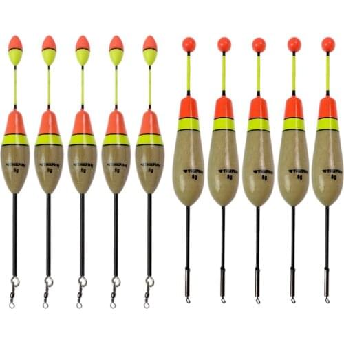 10 Pcs/Lot 5g 6g 16cm Fishing Float Vertical Buoy Paulownia Wood Fishing Floats Bobbers With Rolling Swivel Fishing Tackle Tools