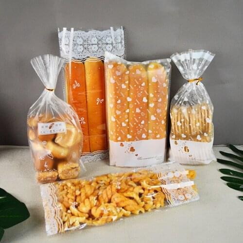 1000x Wholesale bakery food bags, plain mouth transparent bread bags,dessert biscuits,Western dim sum bags,frosted food bags