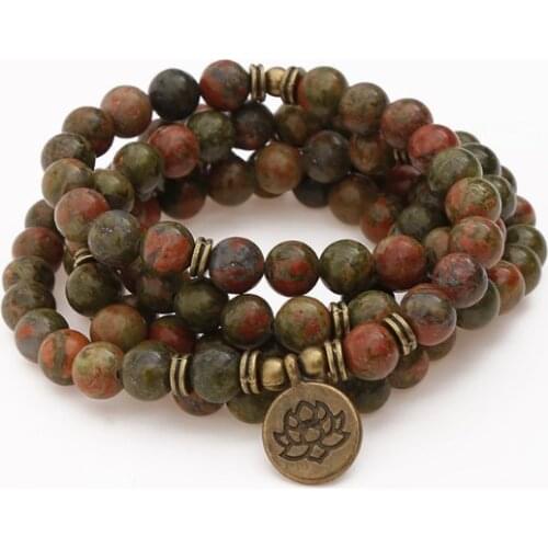 108 beads 8mm elastic adjustable Lotus life tree Buddha OM eye Chakra Reiki agate Onyx Bracelet necklace fhgf23