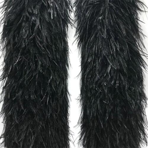 2Meters/Lot White Black (1Ply 3Ply 5Ply 10Ply 20Ply) Ostrich Feathers Boa Trim Skirt Wedding Feathers for Crafts Plumas Plumes