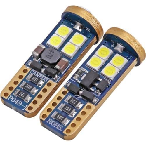 50pcs T10 W5W 194 168 Canbus Non polar Car LED Clearance Reading Lights Bulb Auto Interior Lamp 3030 12SMD White Yellow DC12V