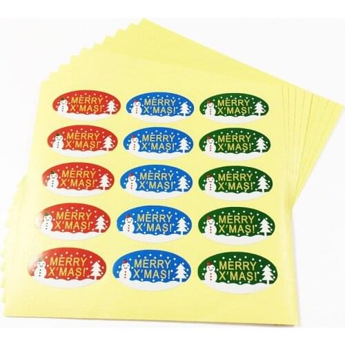 750PCS Ellipse design Vintage Christmas Theme Kraft paper Sticker for Handmade Products/DIY multifunctional Gift seal sticker
