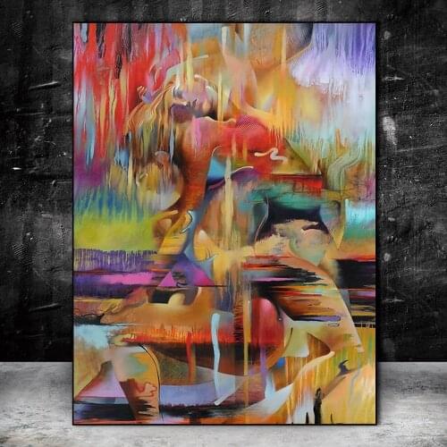 Abstract Lovers Cuddling Together Canvas Art Prints Graffiti Art Wall Paintings Print On Canvas Art Pictures For Living Room