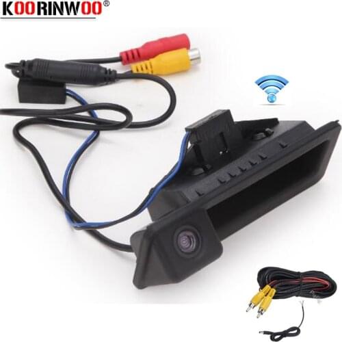 Koorinwoo Wireless Car Trunk Handle Rear View Camera Reverse Parking for BMW E60 E61 E70 E71 E72 E82 E88 E84 E90 E91 E92 E93 X5
