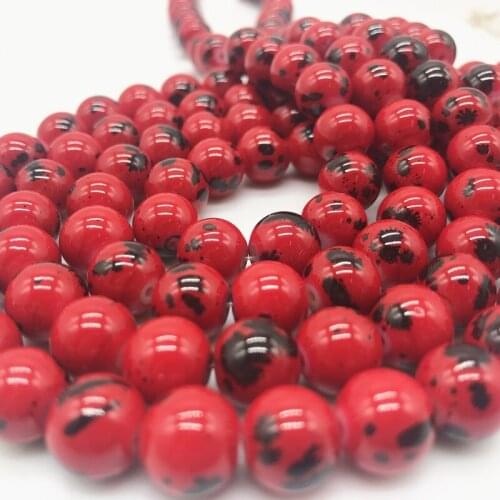 Wholesale 6 8 10 mm Beautiful Intarsia Glass Loose Spacer Charm Beads Pattern Making Bracelet Necklace Jewelry #09